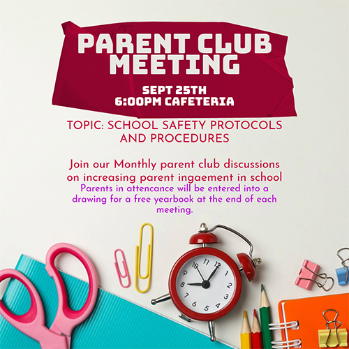 Parent Club Meeting flyer
